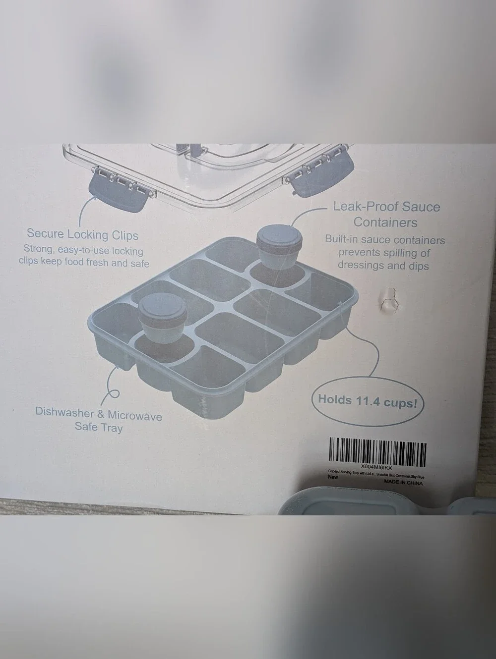 Caperci Snack Box Container in Light Blue Lidded Brand New